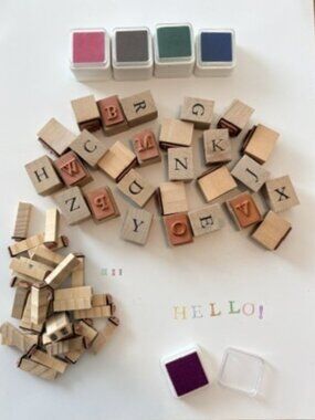 Alphabet Rubber Stamps (2 Sets) Large and Small - With Ink Pads